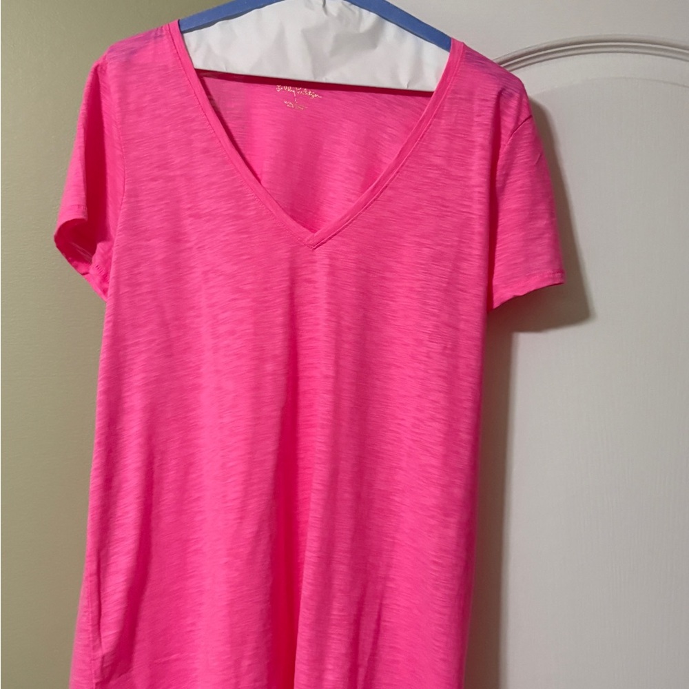 Lilly Pulitzer Neon Pink V-Neck Tee
